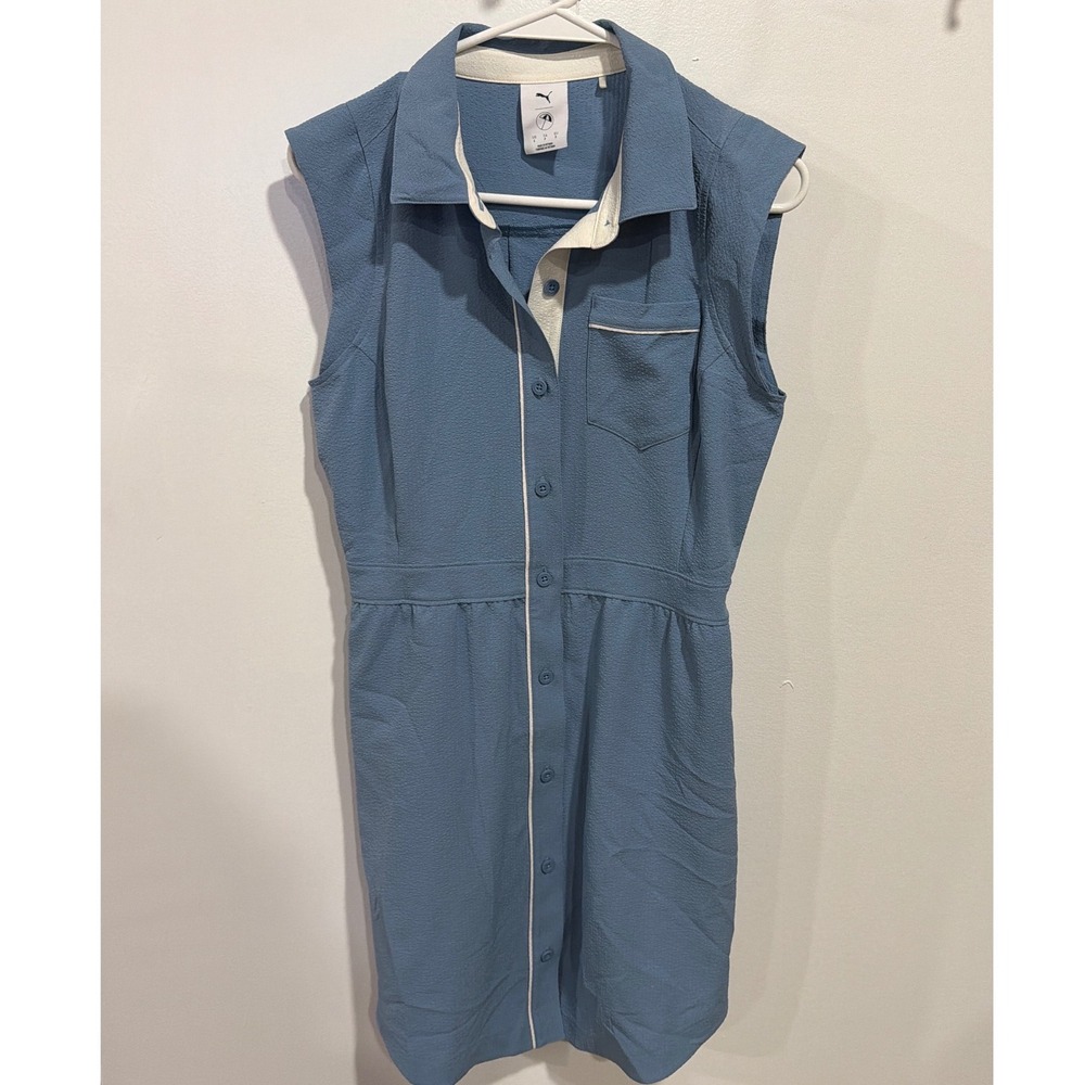 Puma Golf x Arnold Palmer Womens Blue Sleeveless Button Front Dress S Heritage